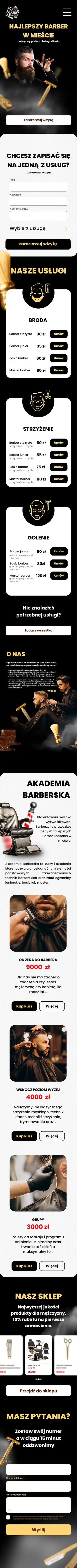 Projekt strony usługowej dla barbera