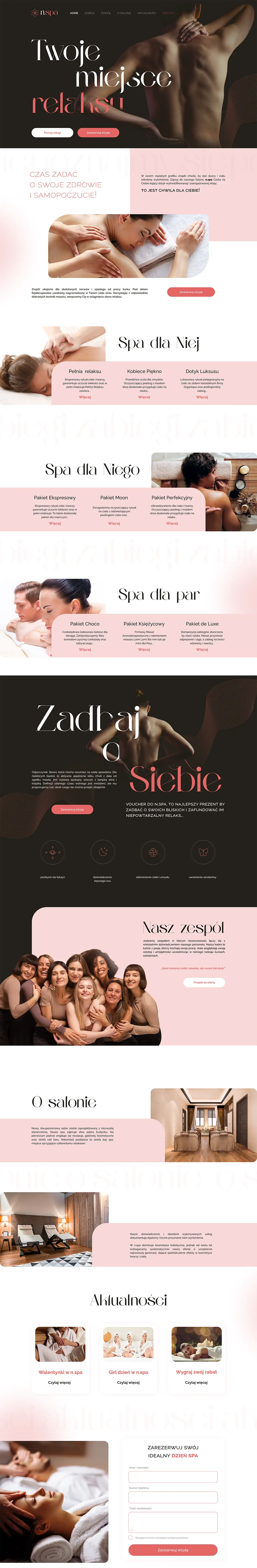 Projekt strony usługowej dla salonu SPA